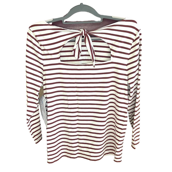 QVC Tops - Living in Yellow 3/4 sleeve sailor tee with keyhole tie back